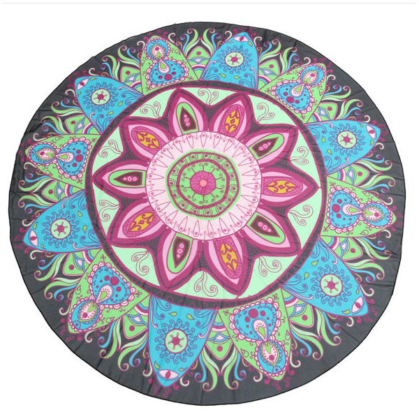 145cm Lotus Print Mandala Design Round Tablecloth