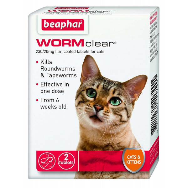 Beaphar WORMclear tablets for cats kills roundworms and tapeworms