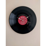 Hand Made Vintage Vinyl Record Wall Clock 30cm 12 inches Red and Silver