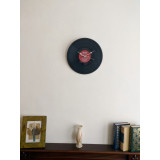 Hand Made Vintage Vinyl Record Wall Clock 30cm 12 inches Red and Silver