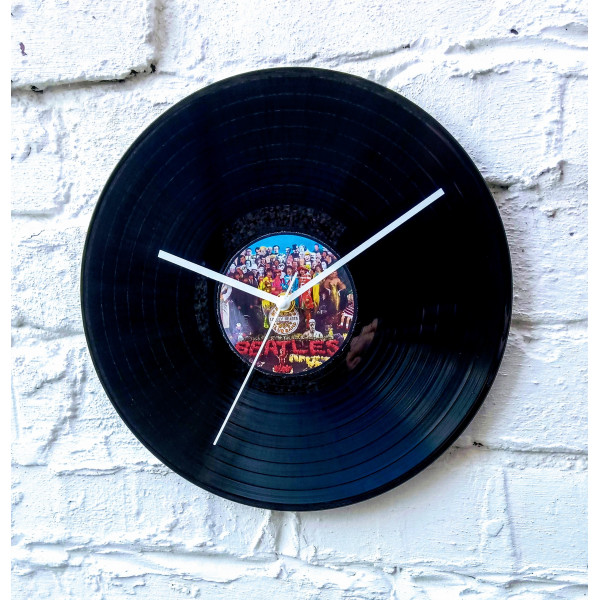 The Beatles music memorabilia real record wall clock