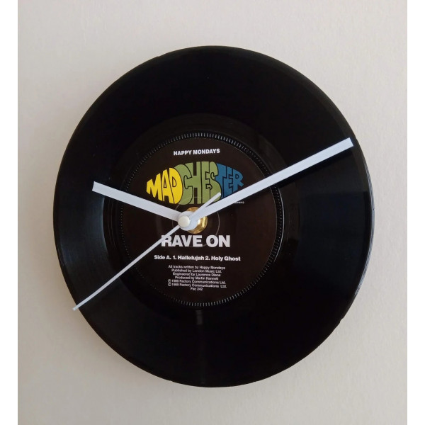 Happy Mondays 7 Inch Vinyl Record Clock Rave on - Hallelujah Madchester