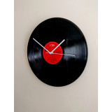 Hand Made Record Clock 12 inch LP With Red Label & White Clock Hands