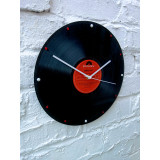 Hand Made Record Clock 12 inch LP With Red Label & White Clock Hands
