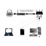 AirPrint Wireless Print Server Connected To A Router Via Ethernet Cable