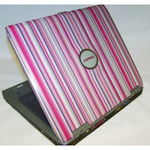 Pink and Lilac pinstripe laptop protective sticker